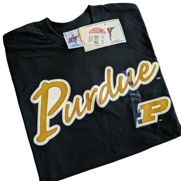 Black Purdue College T-shirt (Tee Shirt) Short Sleeve NWT Medium - Picture 1 of 15